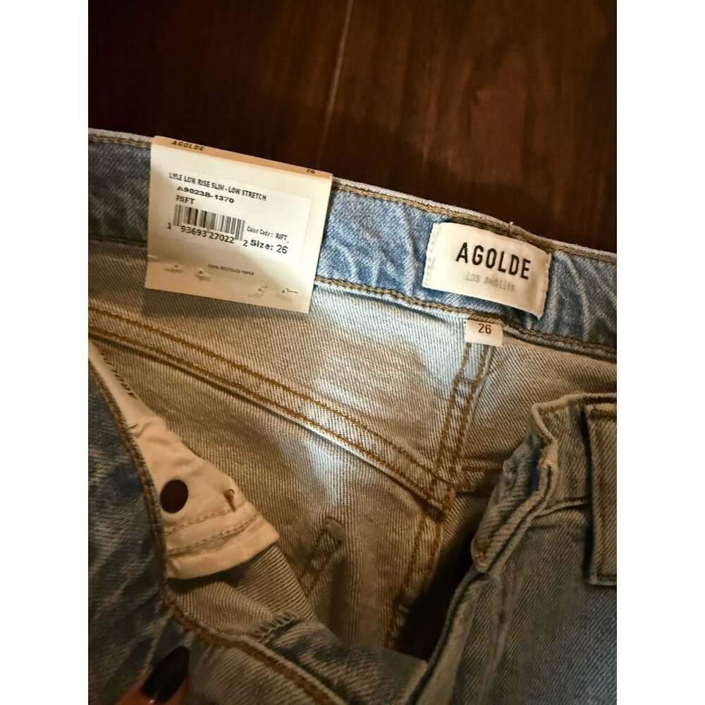 Agolde Lyle Jeans Women Size 26 Light Blue Low Rise Straight Slim Denim Pants - Picture 3 of 5